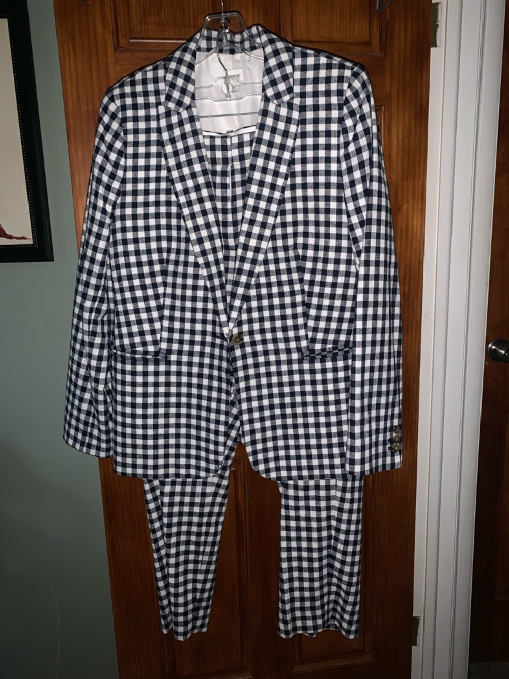 J Crew Parke/Marte White Gingham Pants Set